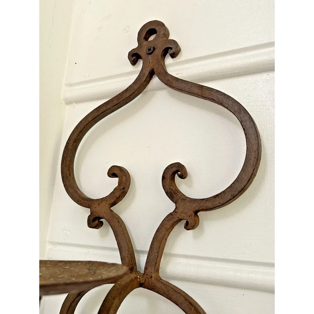 Vintage HEAVY Metal Candle Wall Sconce - 2 Available
